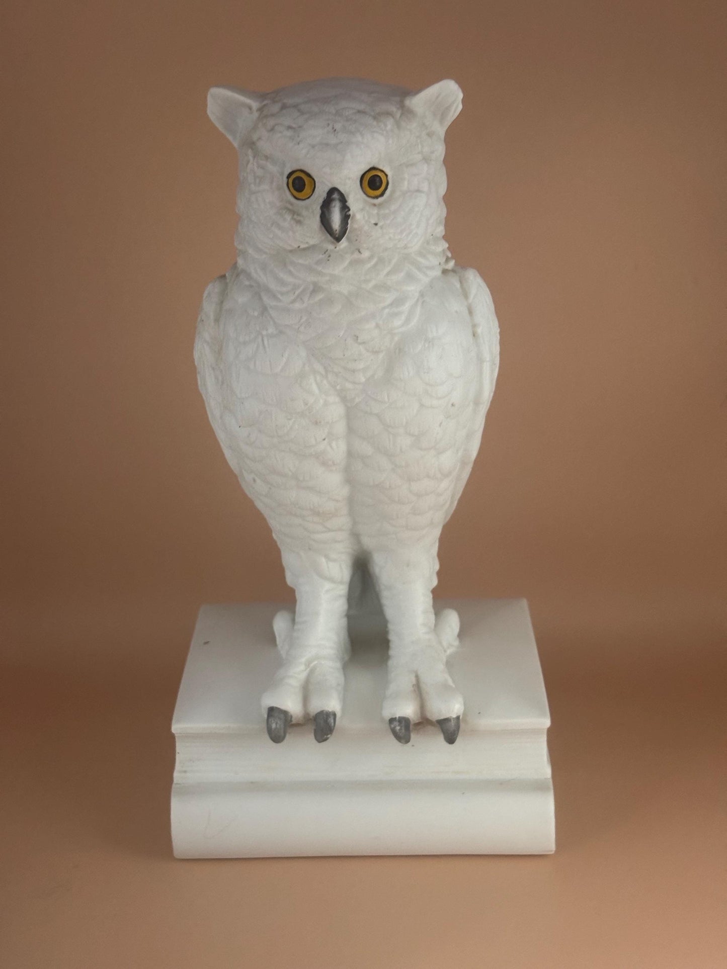 Vintage Snowy Owl Standing on Books Porcelain Statue Figurine Gift #7454 Andrea by Sadek Made in Japan Lover Antiques and Vintage