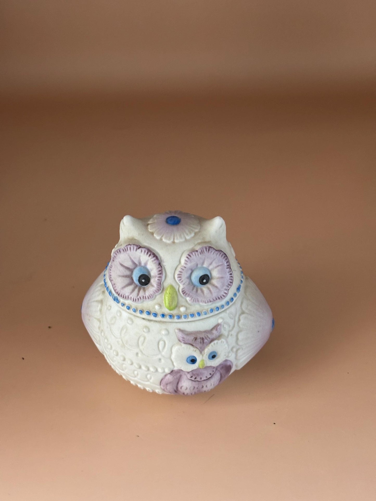 Vintage Lefton Porcelain Owl Trinket Box Lover Antiques and Vintage