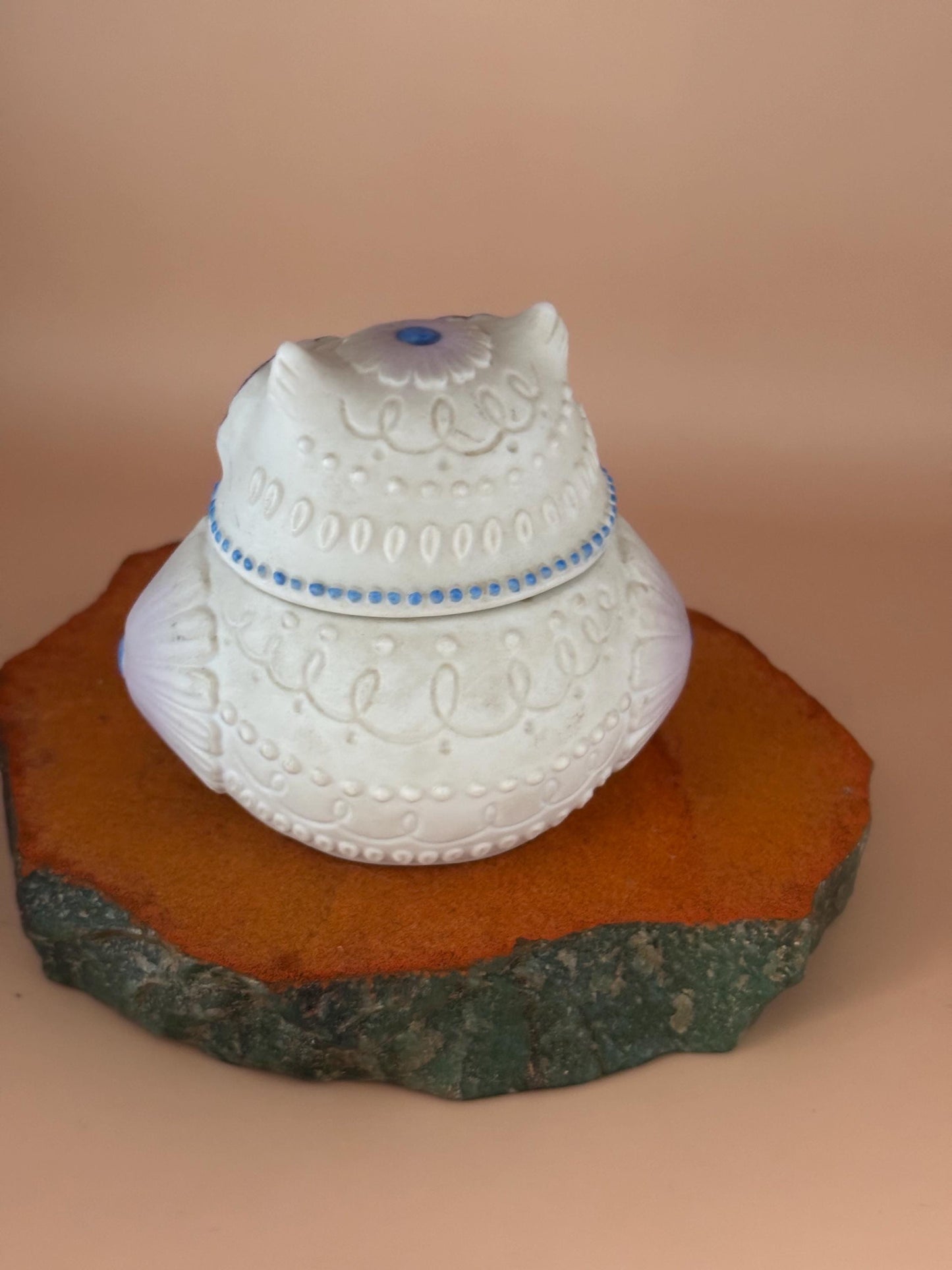 Vintage Lefton Porcelain Owl Trinket Box Lover Antiques and Vintage