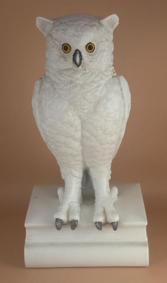 Vintage Snowy Owl Standing on Books Porcelain Statue Figurine Gift #7454 Andrea by Sadek Made in Japan Lover Antiques and Vintage