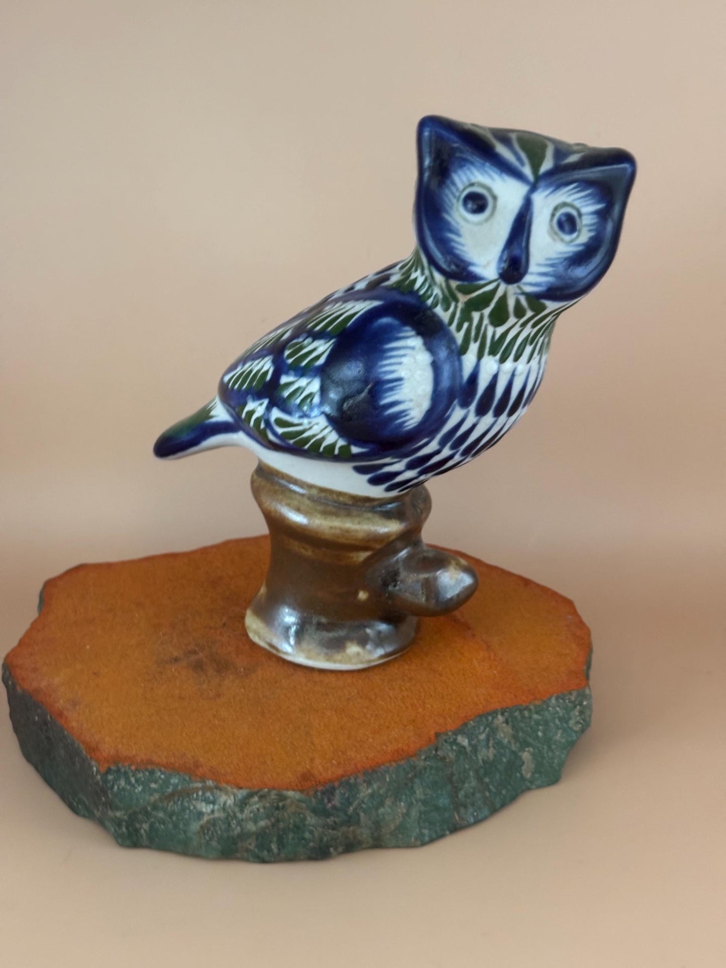Vintage Tonala Mexican Pottery Owl Figurine Lover Antiques and Vintage