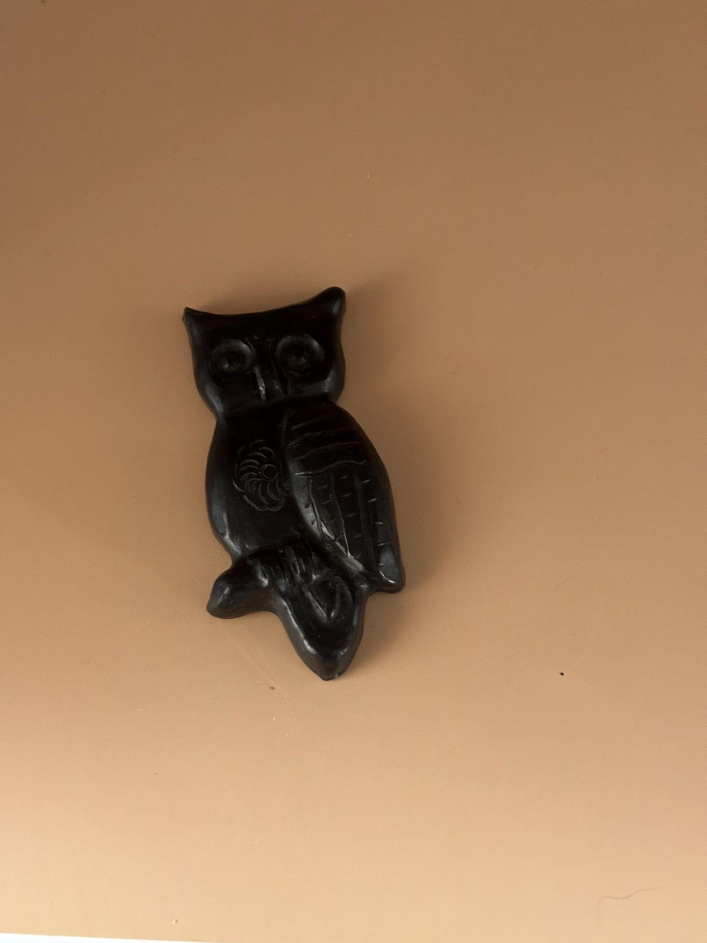 Vintage Black Onyx Carved Owl Amulet Jewelry Gift Lover Antiques and Vintage