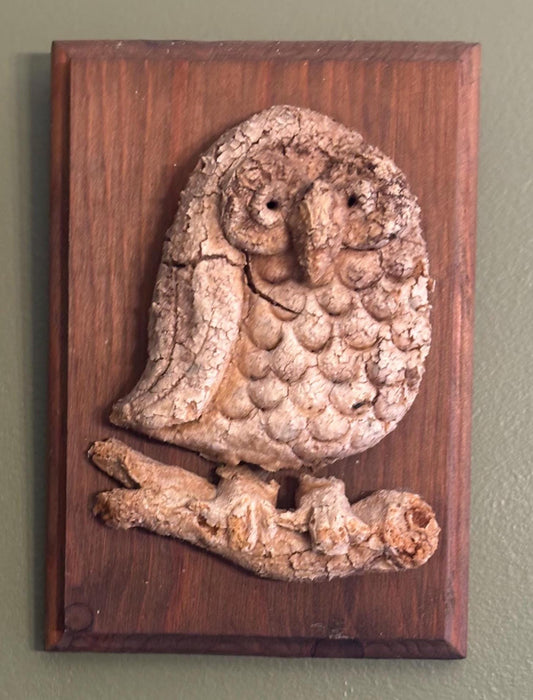 Vintage Folk Art Owl Driftwood 3D Wall Art Hanging Lover Antiques and Vintage