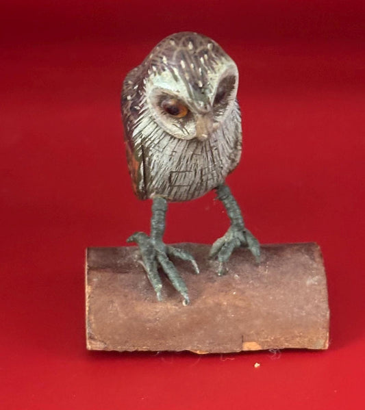 Vintage Owl on a Log Carved Wood Hand Painted Folk Art Signed CB Chuck Binder West Virginia Lover Antiques and Vintage