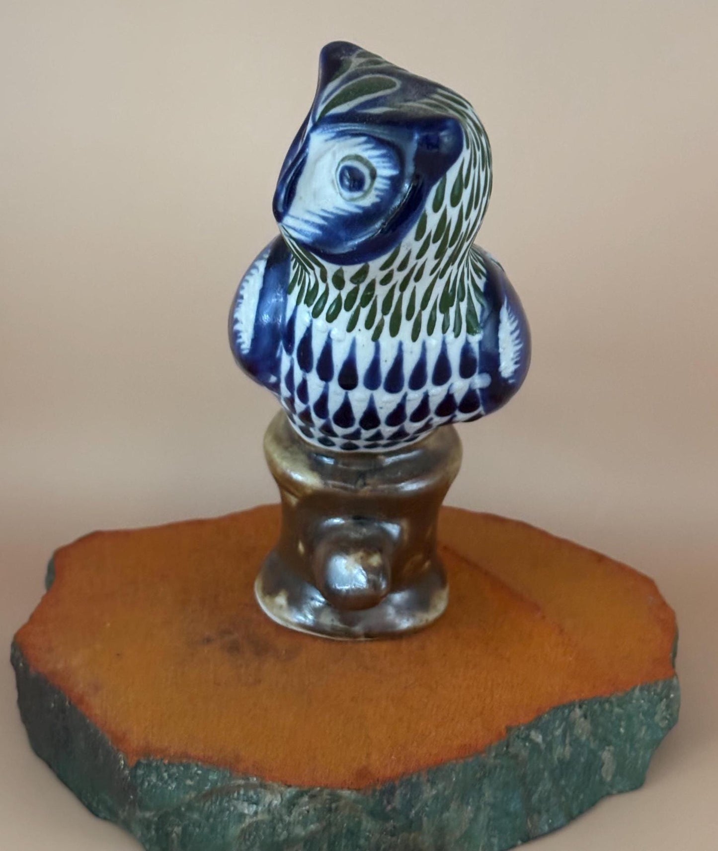 Vintage Tonala Mexican Pottery Owl Figurine Lover Antiques and Vintage