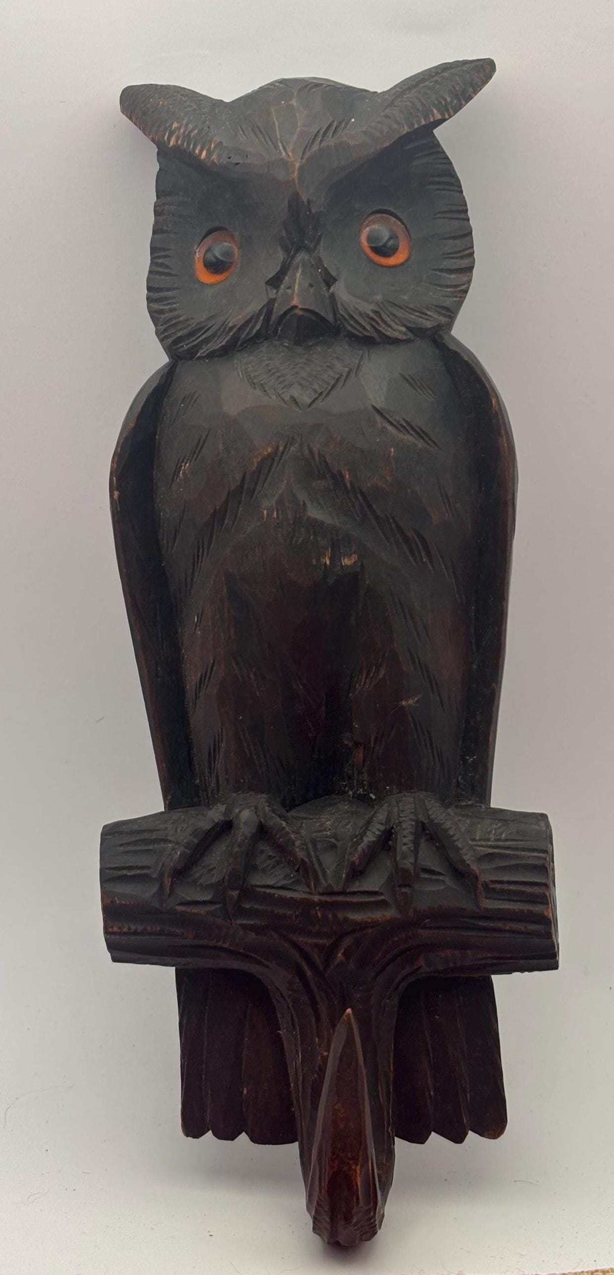 Vintage Black Forest Carved Owl Wall Hook Made in Germany Lover Antiques and Vintage