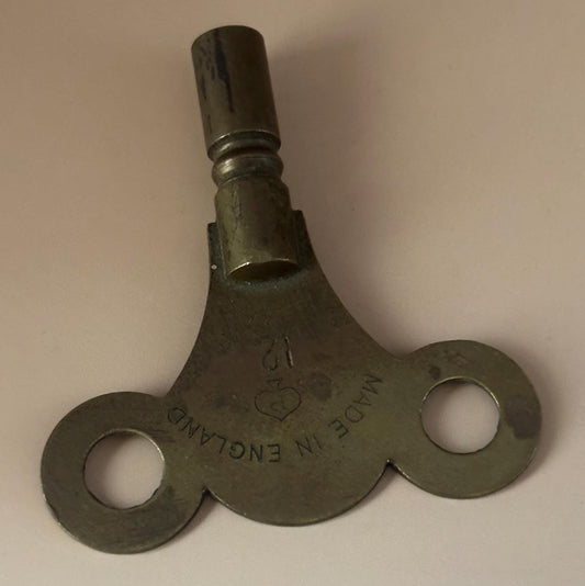 Antique Brass Winding Key England Numbered 12 Fits 3.5mm Square Winding Slot Lover Antiques and Vintage