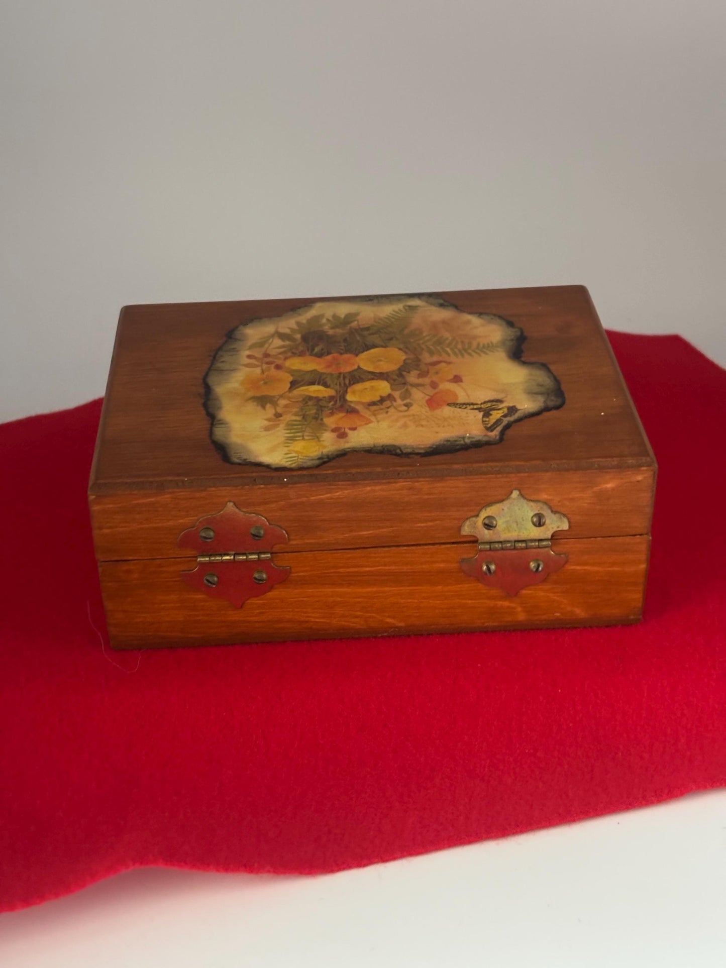Vintage Cedar Wooden Box Lined Trinket Box Lover Antiques and Vintage