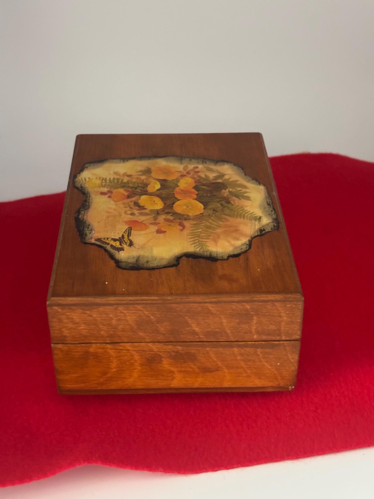 Vintage Cedar Wooden Box Lined Trinket Box Lover Antiques and Vintage