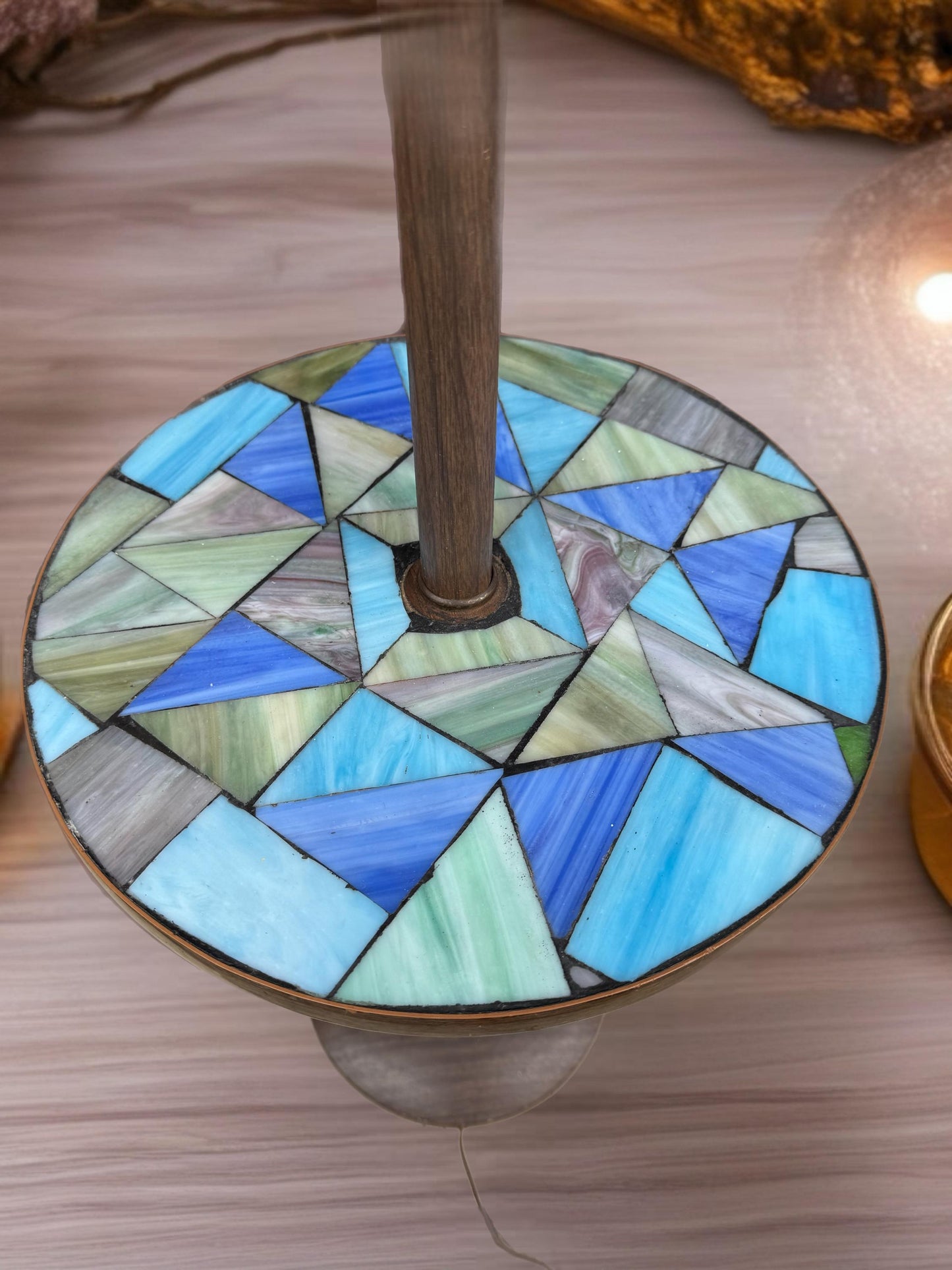 Gorgon & Jane Martz Floor Lamp with Blue Mosaic Side Table Mid Century Modern Lighting Lover Antiques and Vintage