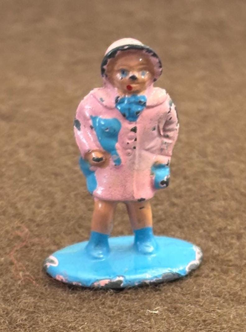 Vintage Barclay Lead Girl Figurine Lover Antiques and Vintage