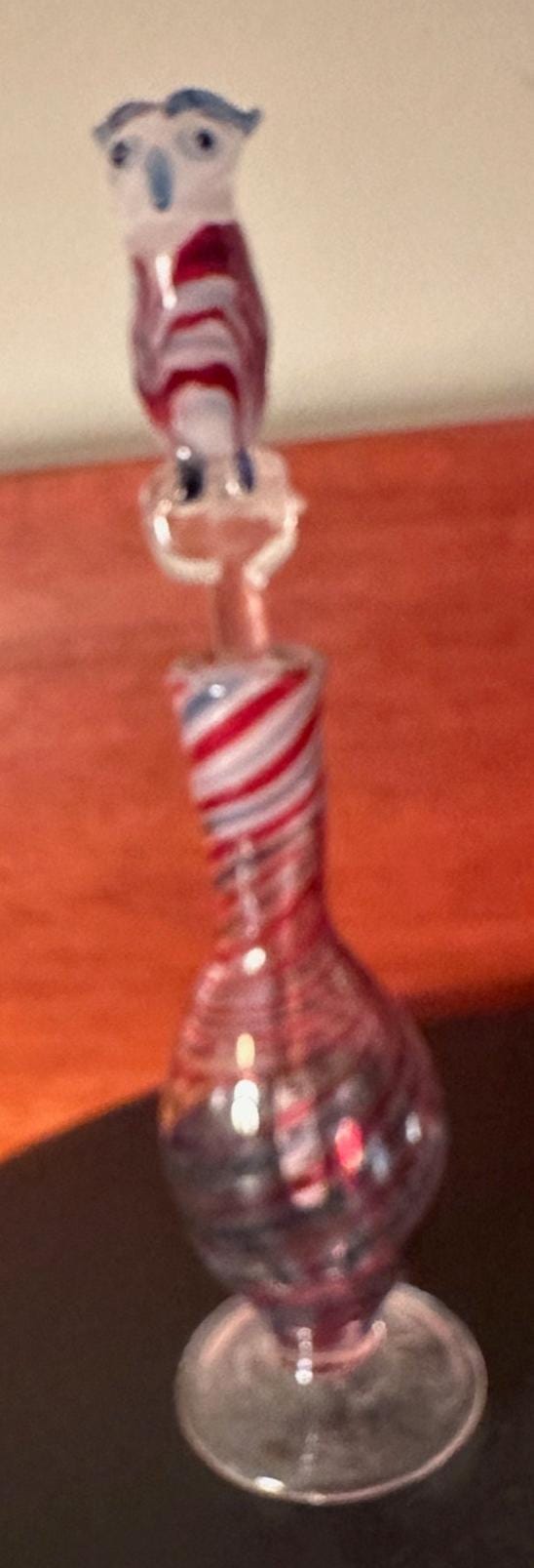 Vintage Hand Blown Owl Decanter with Stopper, Vintage Owl Glass Perfume Bottle with Stopper, Lover Antiques and Vintage
