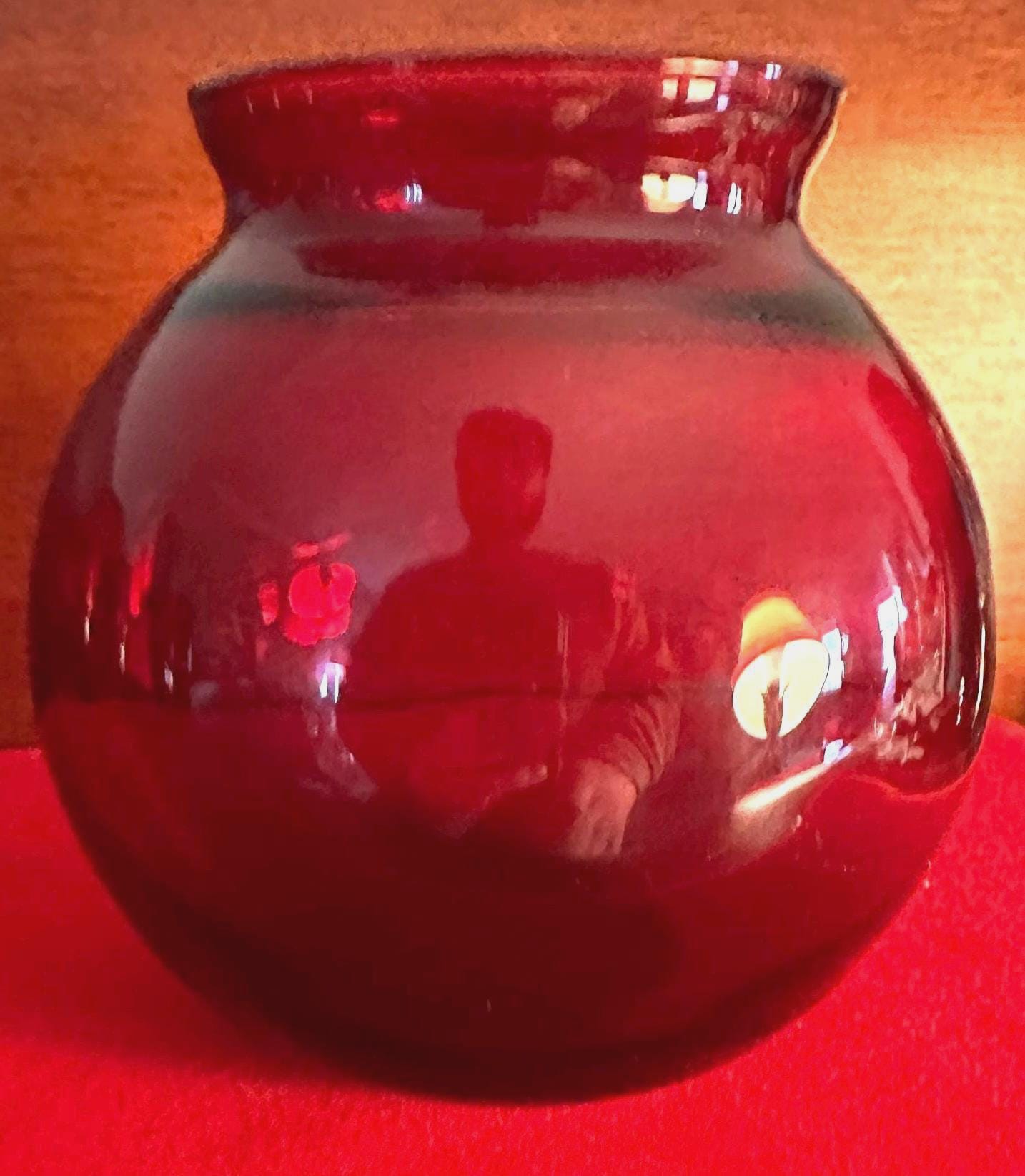 Vintage Ruby Red Vase, Red Glass Art Mini Vase, Lover Antiques and Vintage
