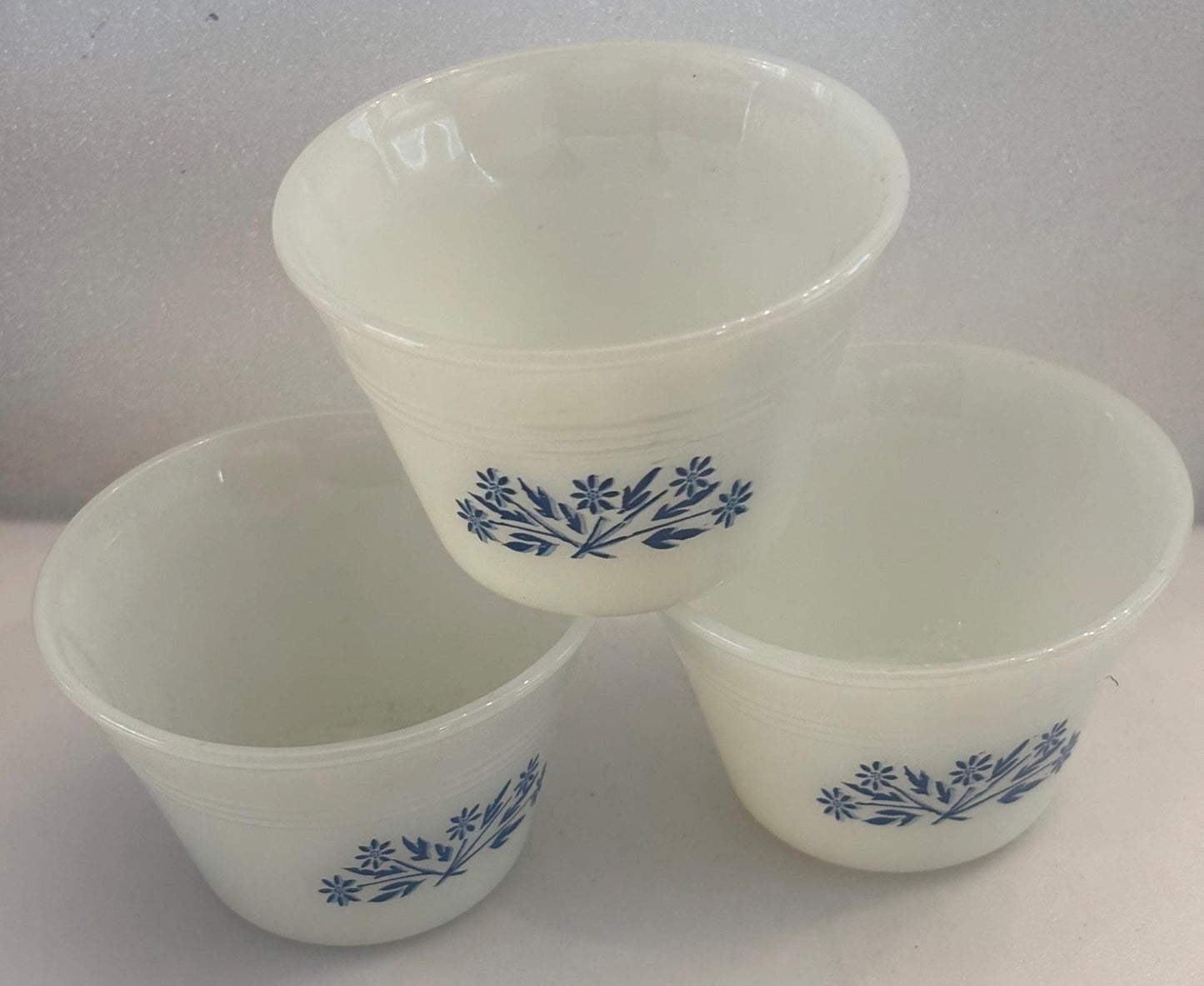 Vintage Dynaware Milk Glass Ramekin Bowl with a Blue Floral Design Lover Antiques and Vintage