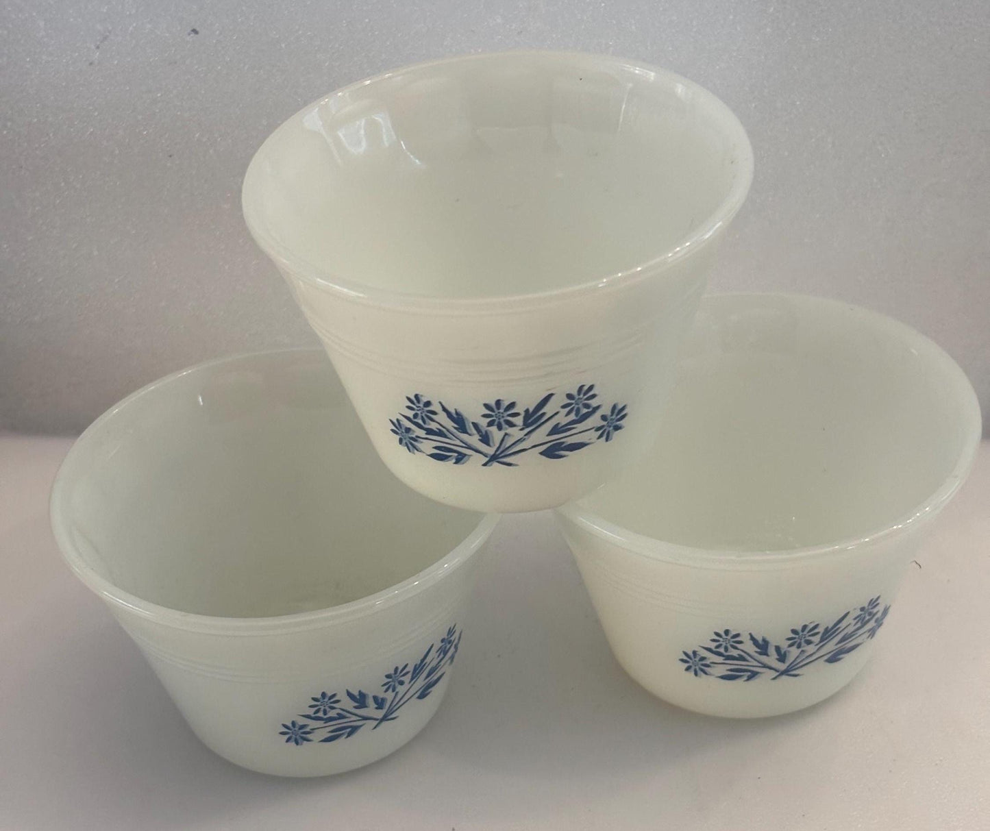 Vintage Dynaware Milk Glass Ramekin Bowl with a Blue Floral Design Lover Antiques and Vintage