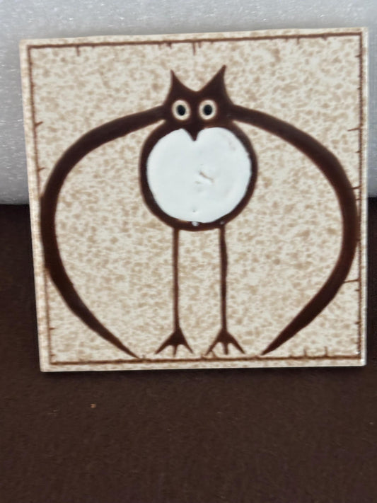 Vintage Owl Trivet Signed HR Johnson of England Lover Antiques and Vintage
