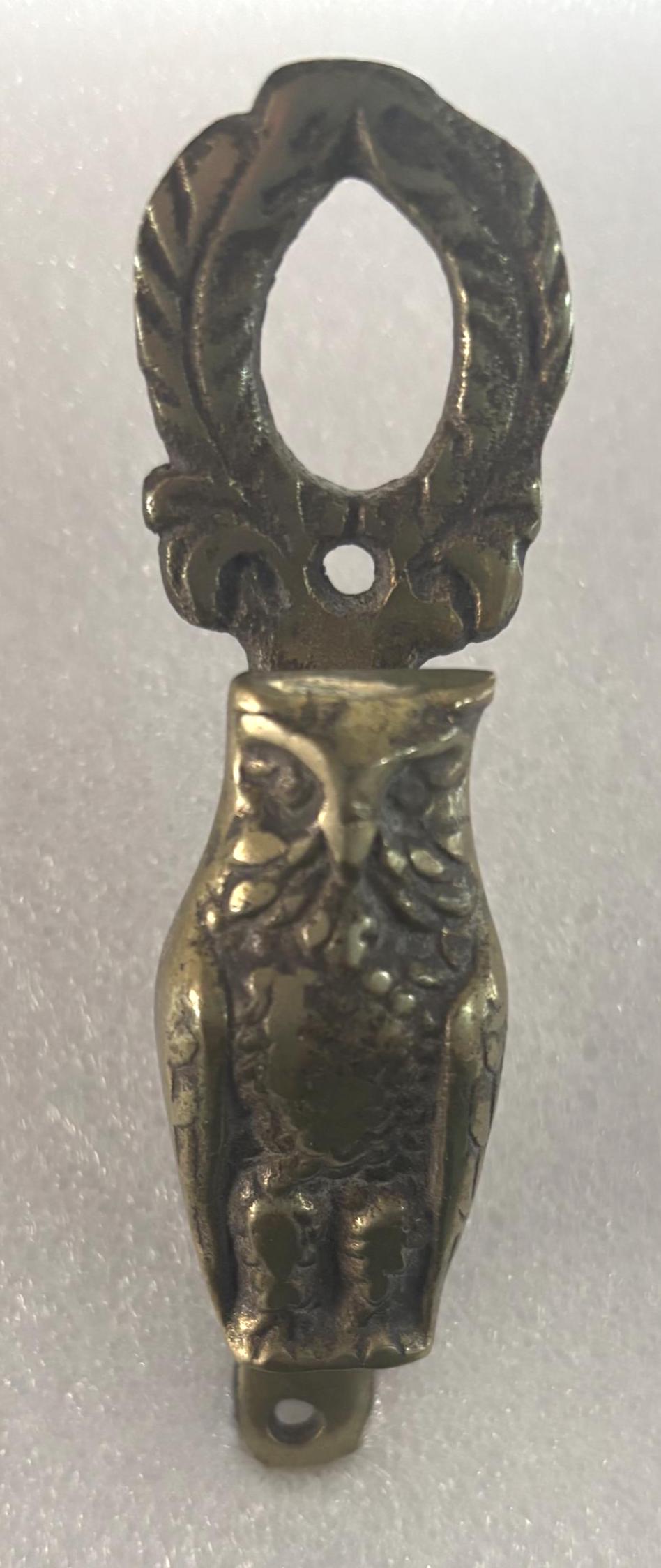Antique Cast Brass Owl Door Knocker Made in England Lover Antiques and Vintage