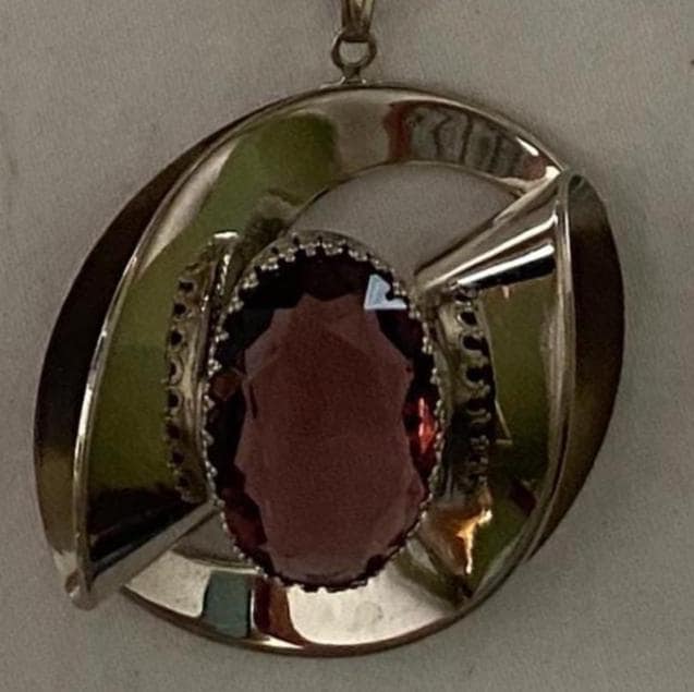 Vintage Silver Amethyst Pendant Necklace Long Purple Jewelry Jewelry Unique Gifts at Lover Antiques and Vintage