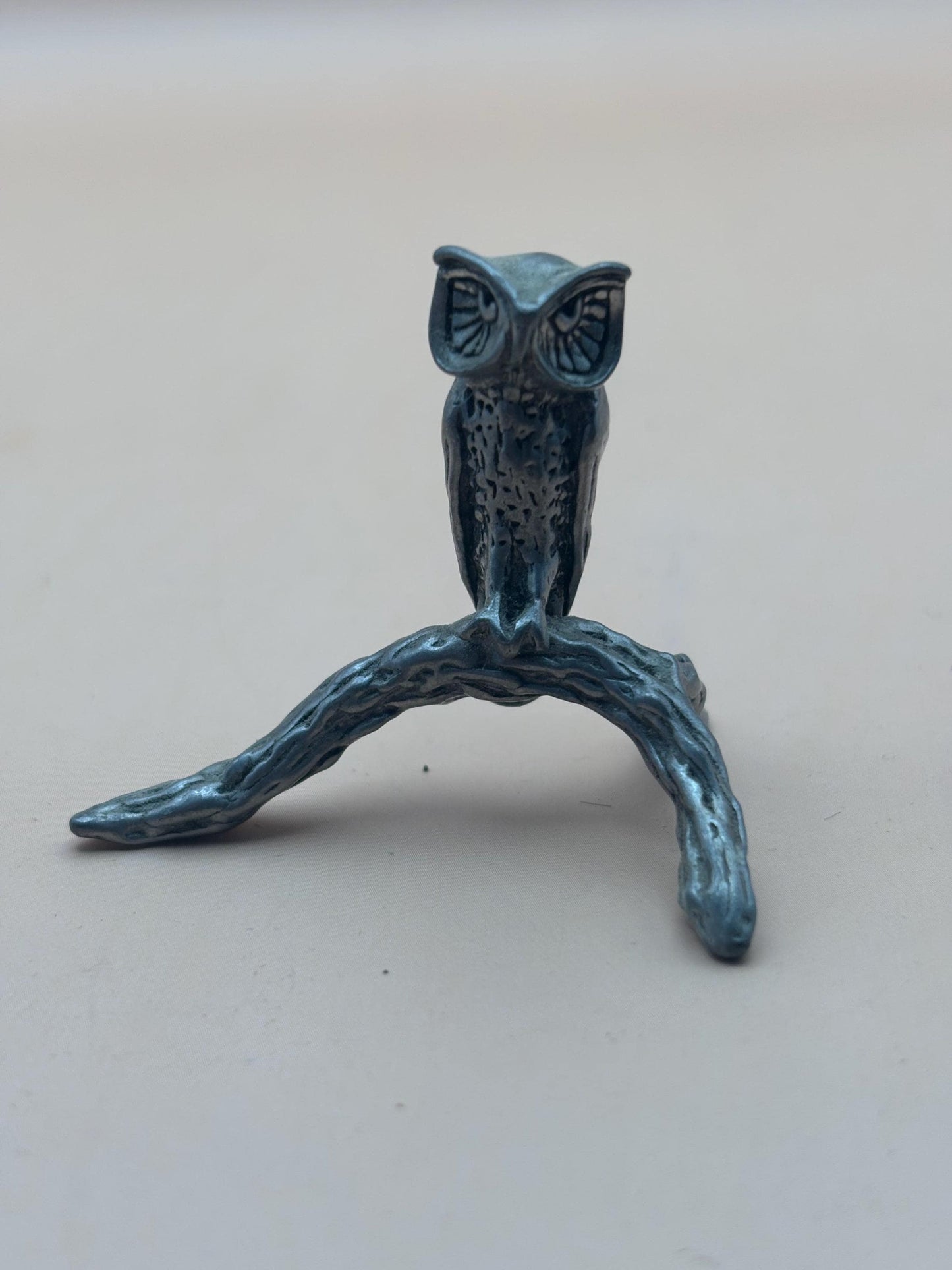 Vintage Pewter Owl on Branch Figurine Lover Antiques and Vintage