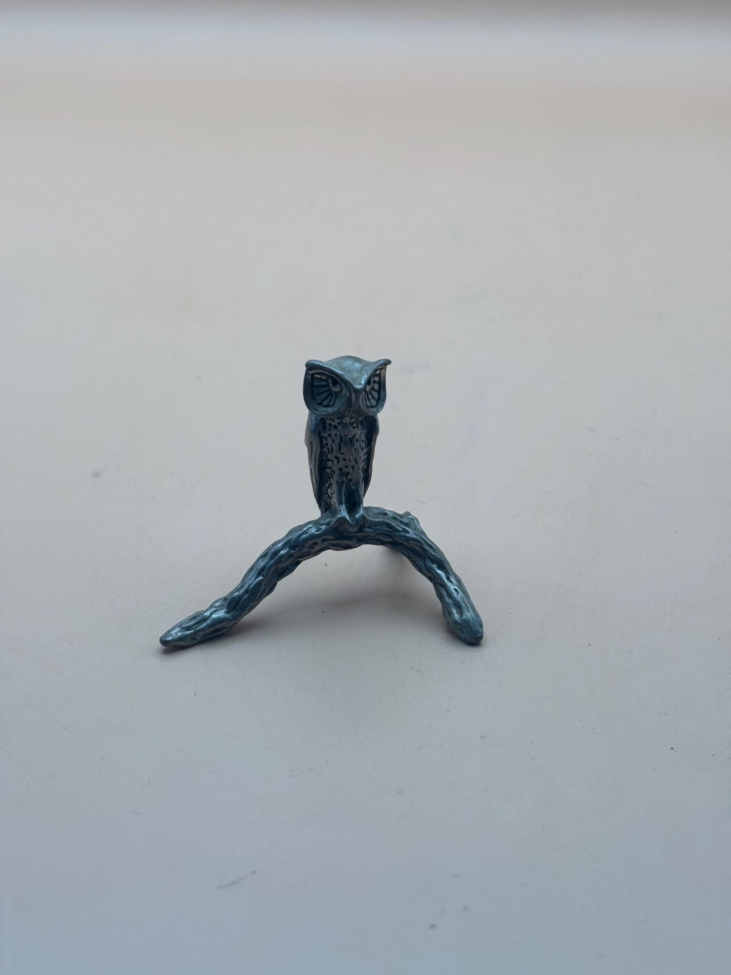 Vintage Pewter Owl on Branch Figurine Lover Antiques and Vintage