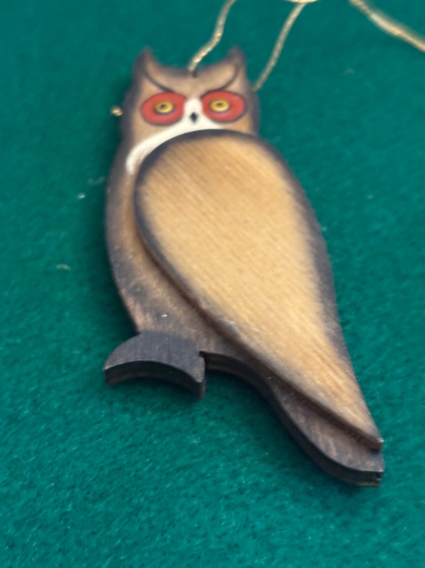 Vintage Hand Carved and Hand Painted Owl Figurine Ornament Lover Antiques and Vintage
