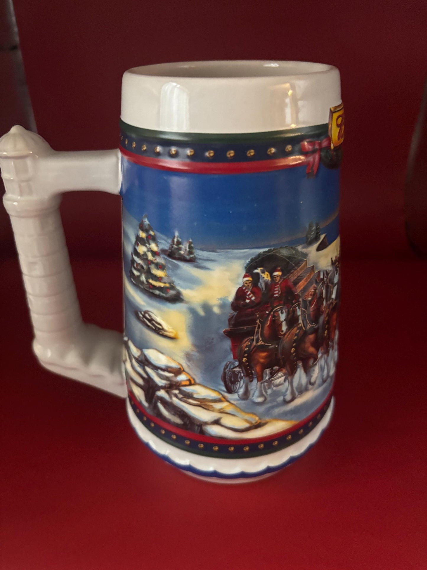 Vintage Budweiser Beer Stein Guiding the Way Home Holiday Stein Lover Antiques and Vintage
