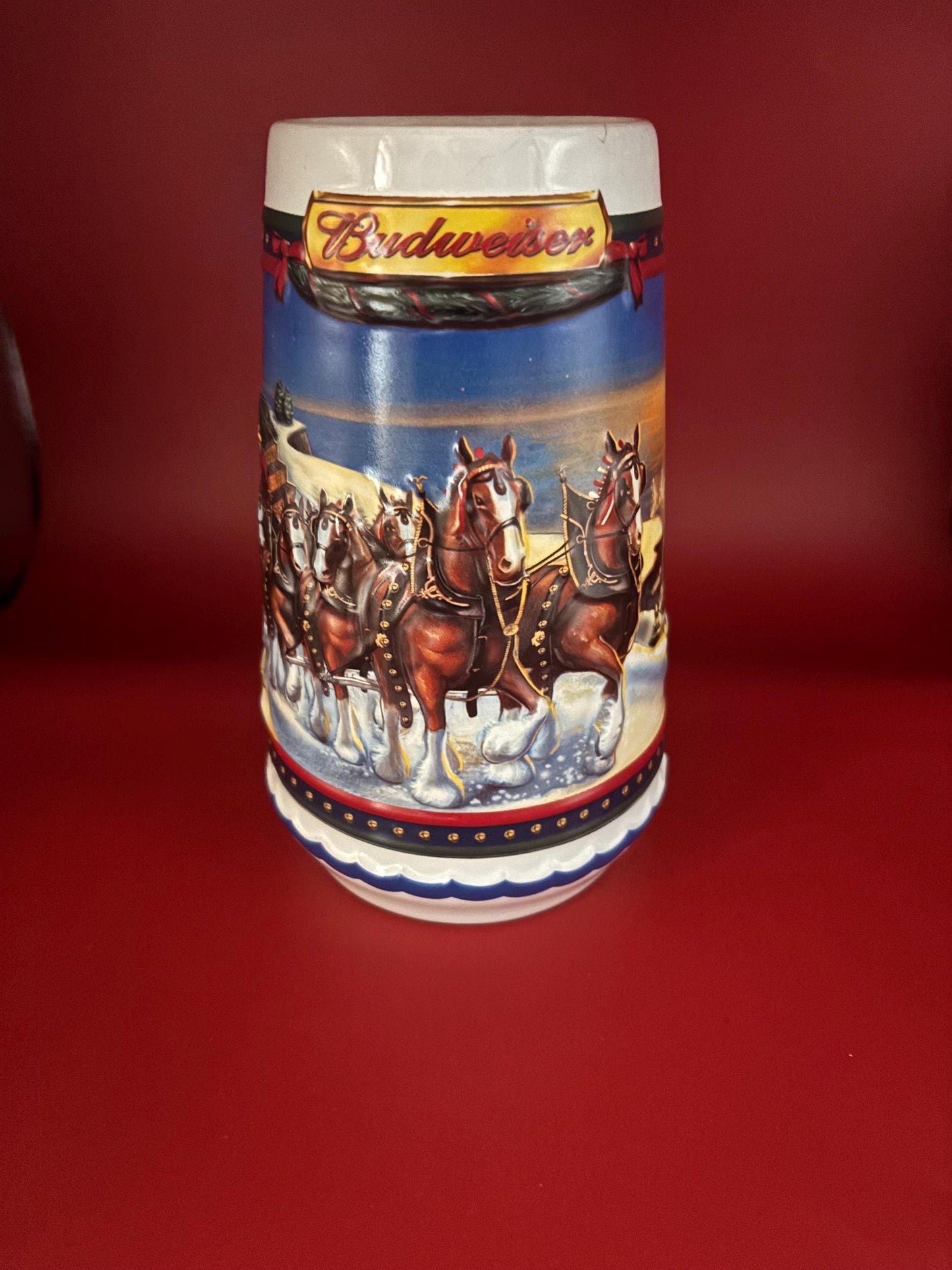 Vintage Budweiser Beer Stein Guiding the Way Home Holiday Stein Lover Antiques and Vintage