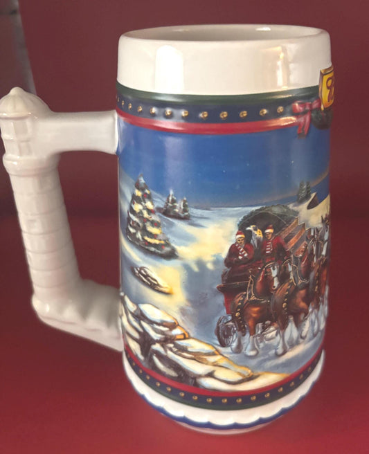 Vintage Budweiser Beer Stein Guiding the Way Home Holiday Stein Lover Antiques and Vintage