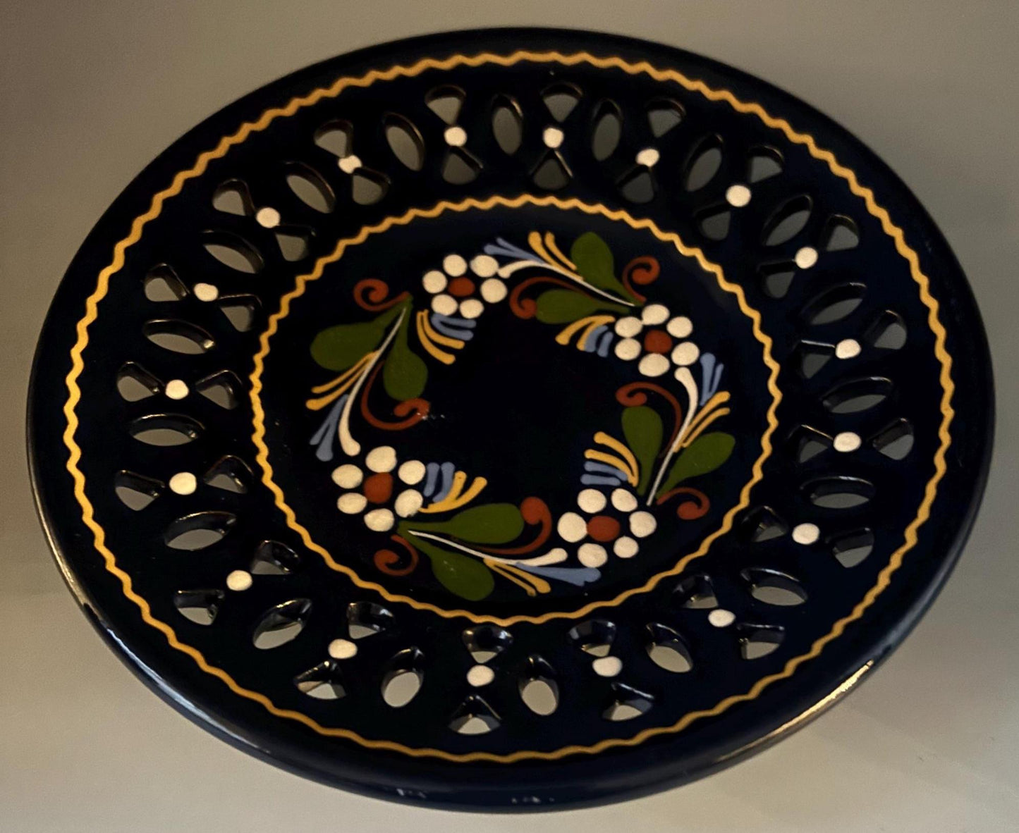 Antique Hodmezovasarhely Hungarian Ceramic Plate with a Floral Folk Design Scalloped Edges Number 4 Lover Antiques and Vintage