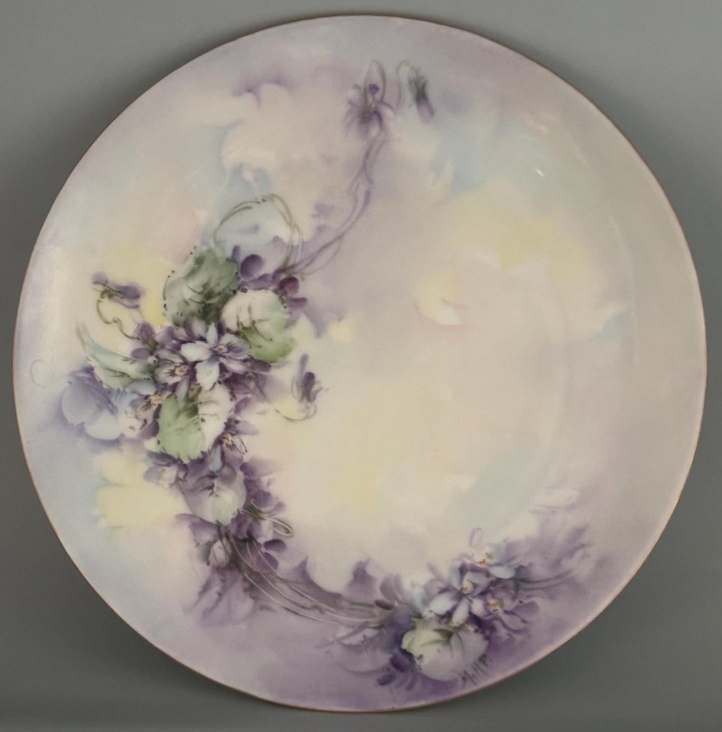 Antique Bavarian Porcelain Plate with Purple Flowers Floral Design ZS & C Bavaria Lover Antiques and Vintage