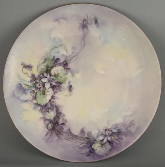 Antique Bavarian Porcelain Plate with Purple Flowers Floral Design ZS & C Bavaria Lover Antiques and Vintage