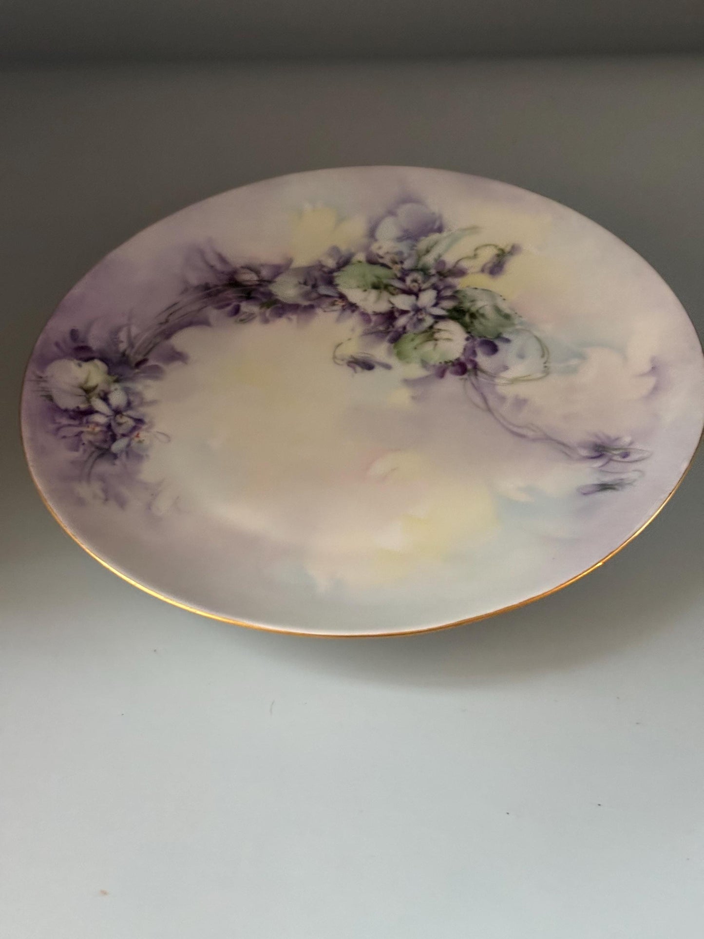 Antique Bavarian Porcelain Plate with Purple Flowers Floral Design ZS & C Bavaria Lover Antiques and Vintage