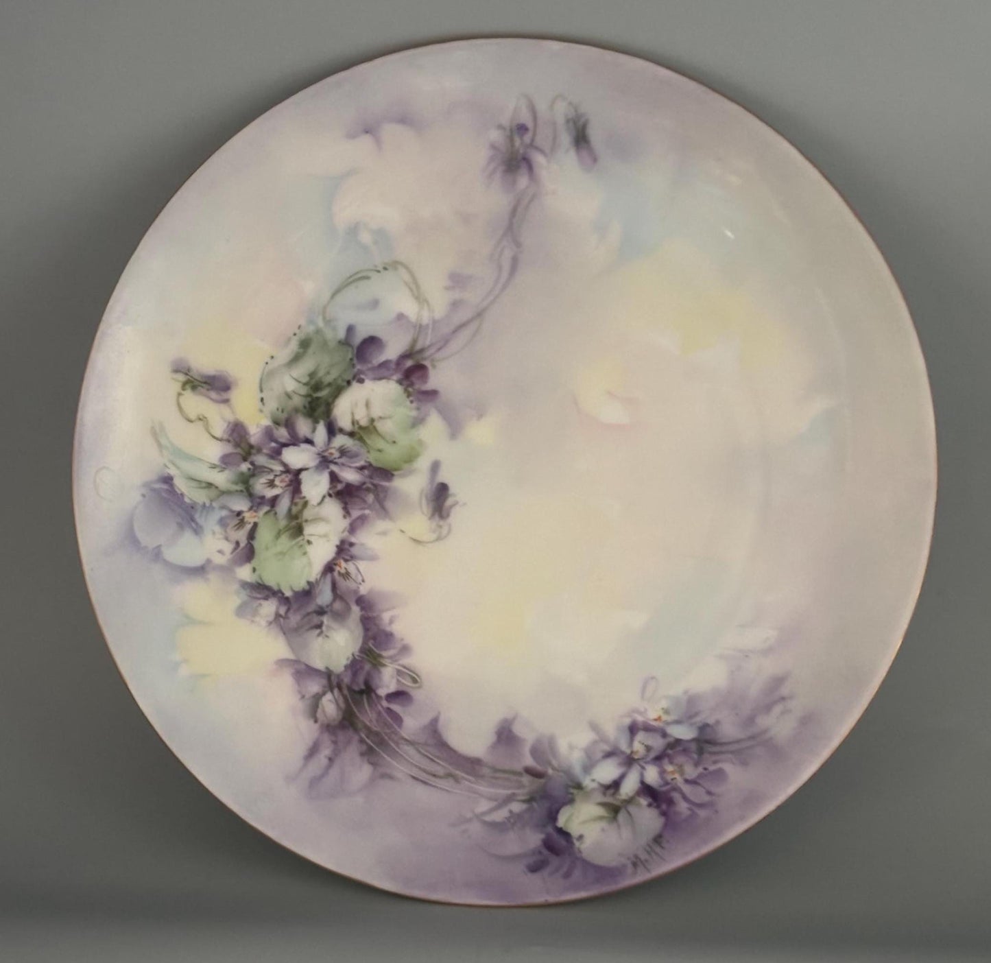 Antique Bavarian Porcelain Plate with Purple Flowers Floral Design ZS & C Bavaria Lover Antiques and Vintage