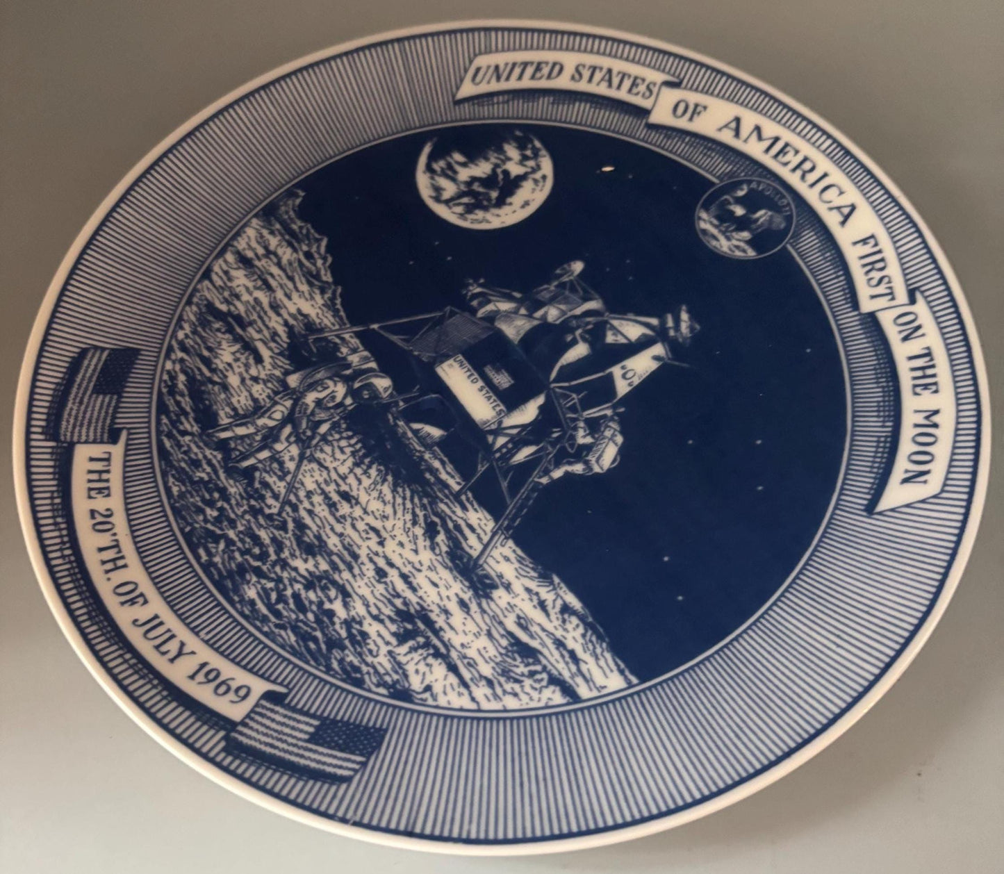 Vintage Lund & Clausen Plate Copenhagen Denmark First on the Moon Lover Antiques and Vintage