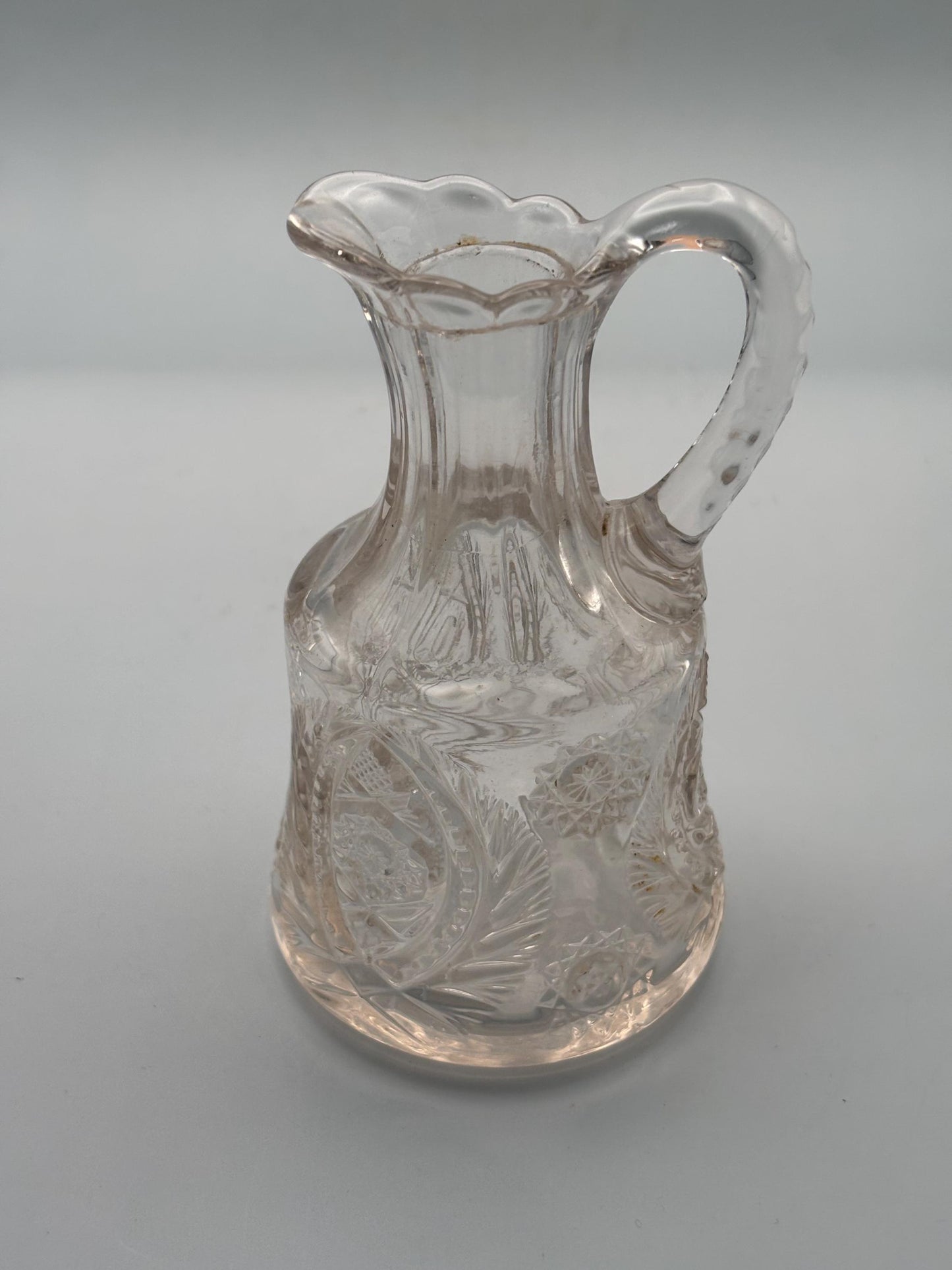 Antique American Brilliant Period Crystal Cut Pitcher Lover Antiques and Vintage
