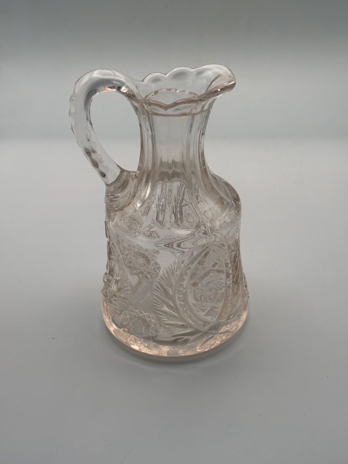 Antique American Brilliant Period Crystal Cut Pitcher Lover Antiques and Vintage