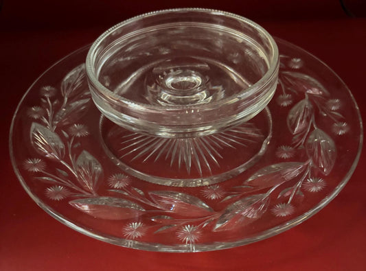 Antique Brilliant Period Crystal Cut Glass Chip & Dip Tray Circa 1900 Lover Antiques and Vintage