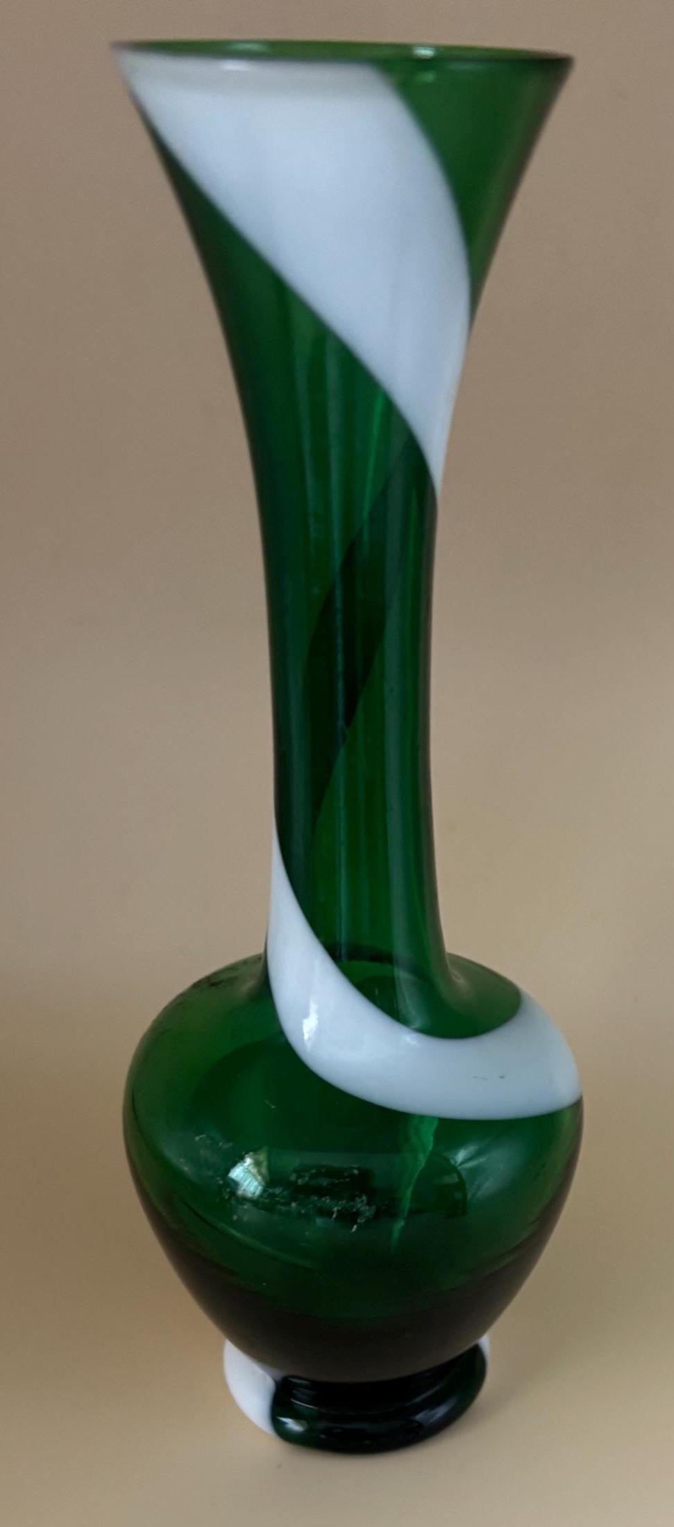 Vintage Emerald Green Slag Glass Vase Spiral Glass Art Lover Antiques and Vintage