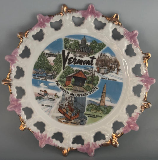Vintage Vermont Plate The Green Mountain State Commemorative Plate by Nanco Lover Antiques and Vintage