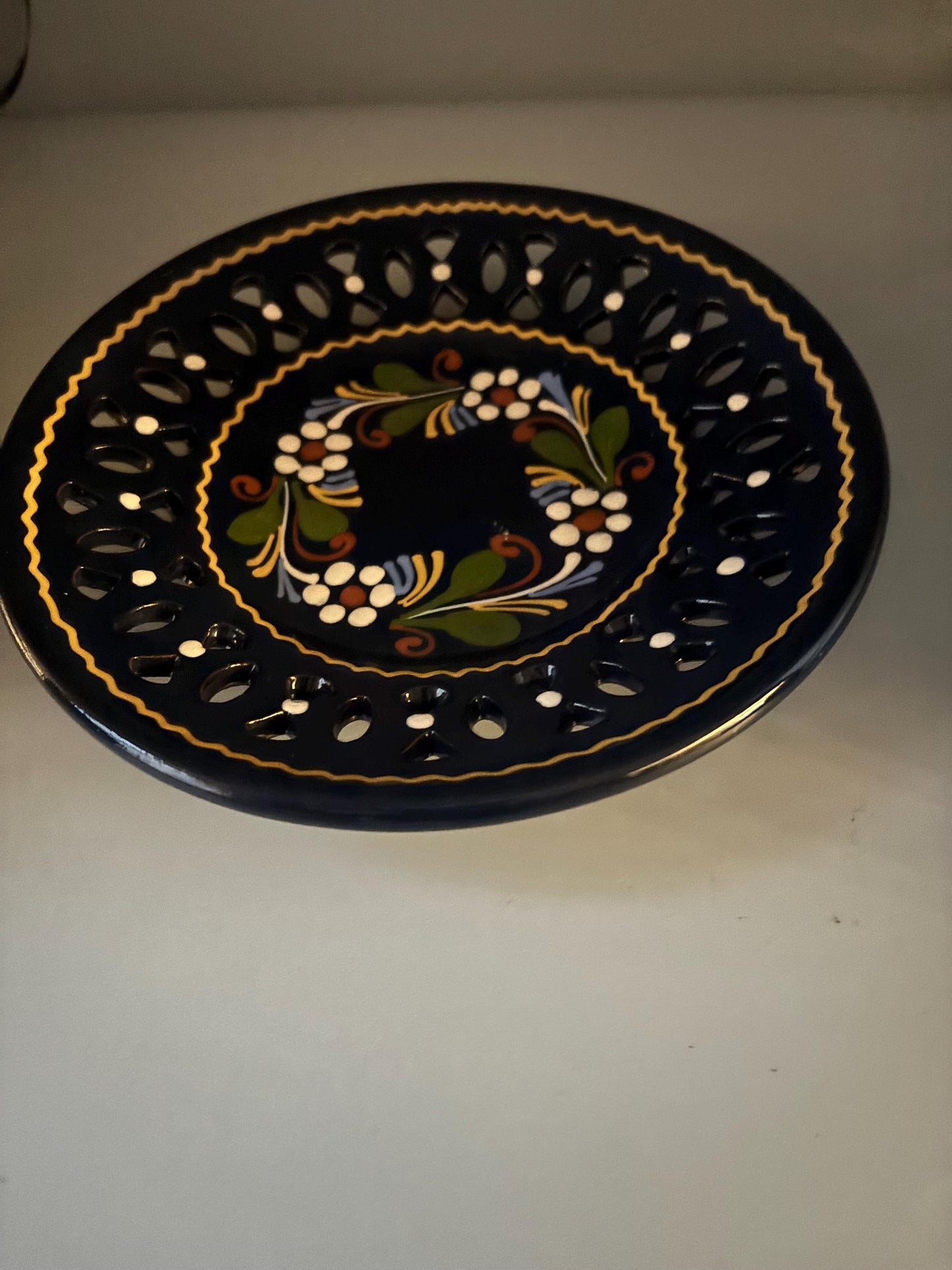 Antique Hodmezovasarhely Hungarian Ceramic Plate with a Floral Folk Design Scalloped Edges Number 4 Lover Antiques and Vintage