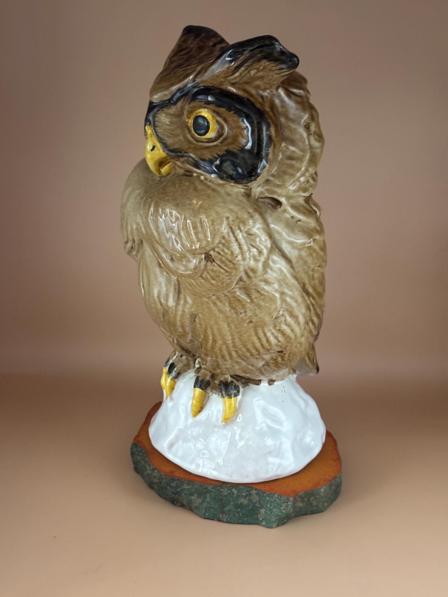 Mid Century Italian Pottery Owl Statue Figurine Gift Lover Antiques and Vintage