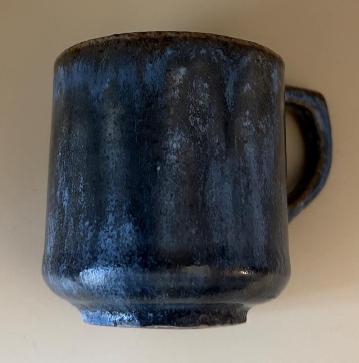 Antique Handmade Blue Stoneware Pottery Mug Cup Dated 1909 Lover Antiques and Vintage