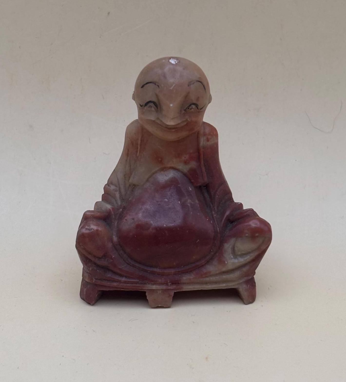 Antique Laughing Buddha Carved Soapstone Figurine Fathers Day Gifts Lover Antiques and Vintage