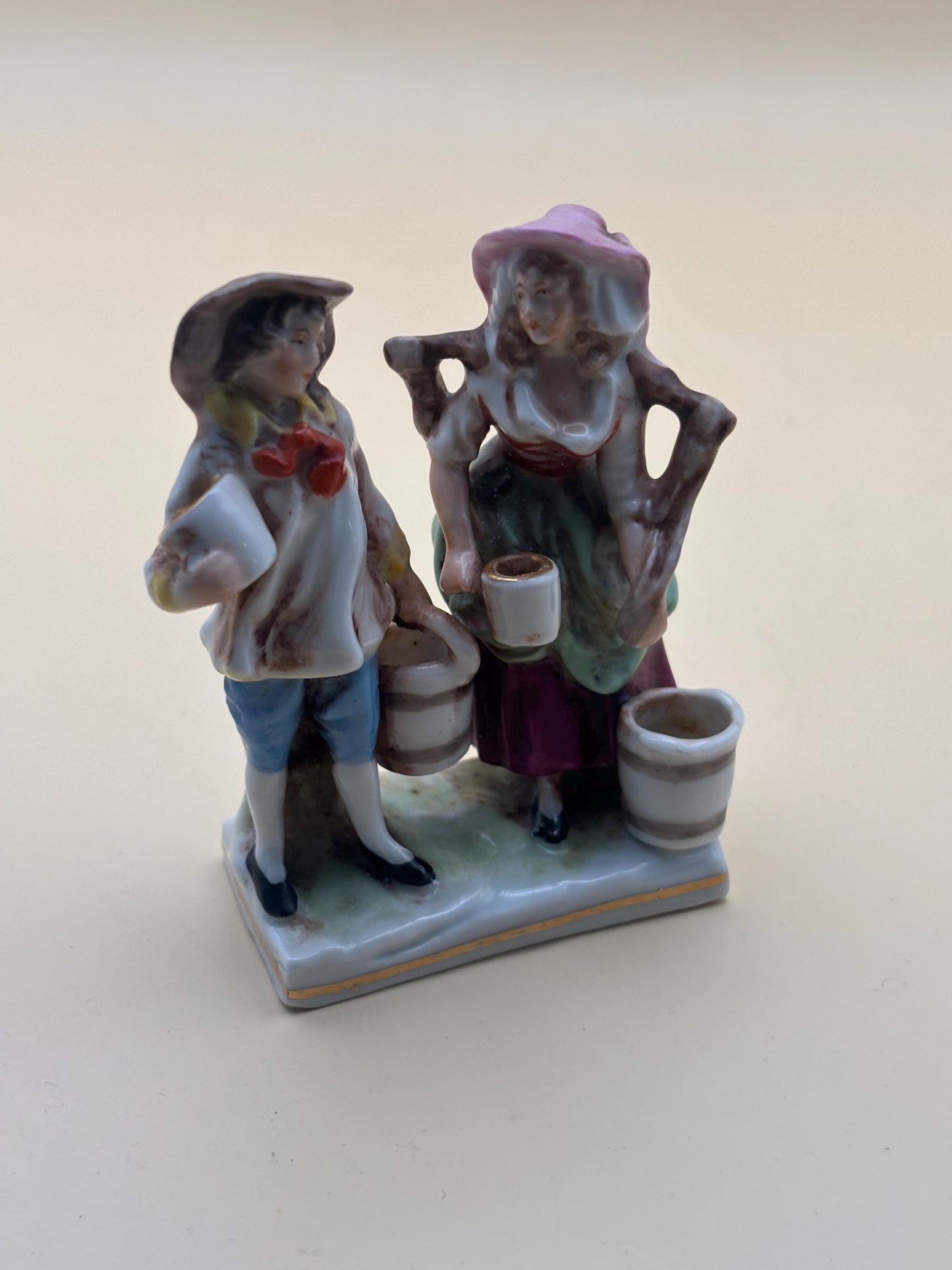 Antique AJ Uffrecht Porcelain Bisque Boy & Girl with Pails Figurine Lover Antiques and Vintage