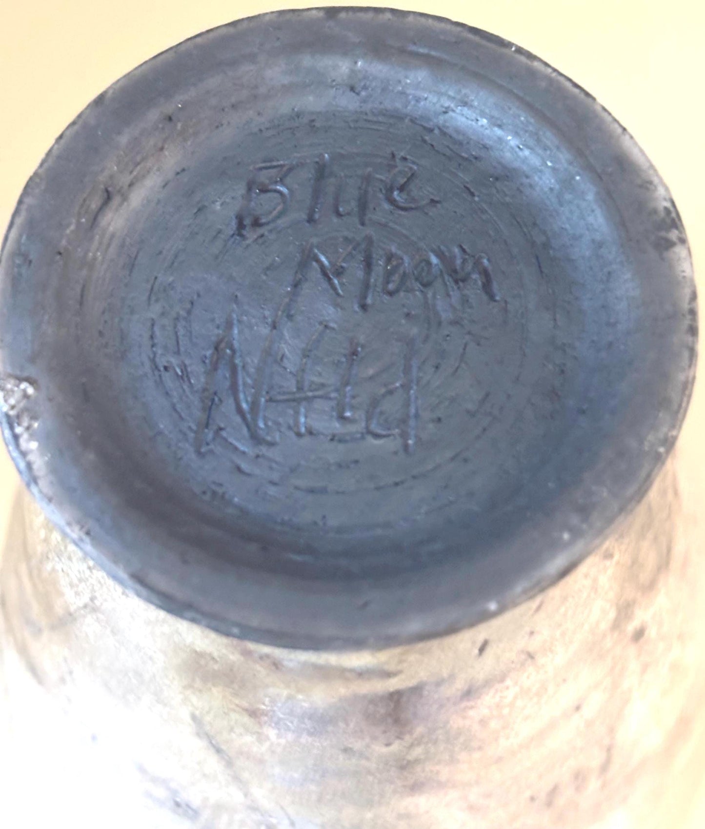 Antique Raku Pottery Vessel Signed Blue Moon NFLD Newfoundland Lover Antiques and Vintage