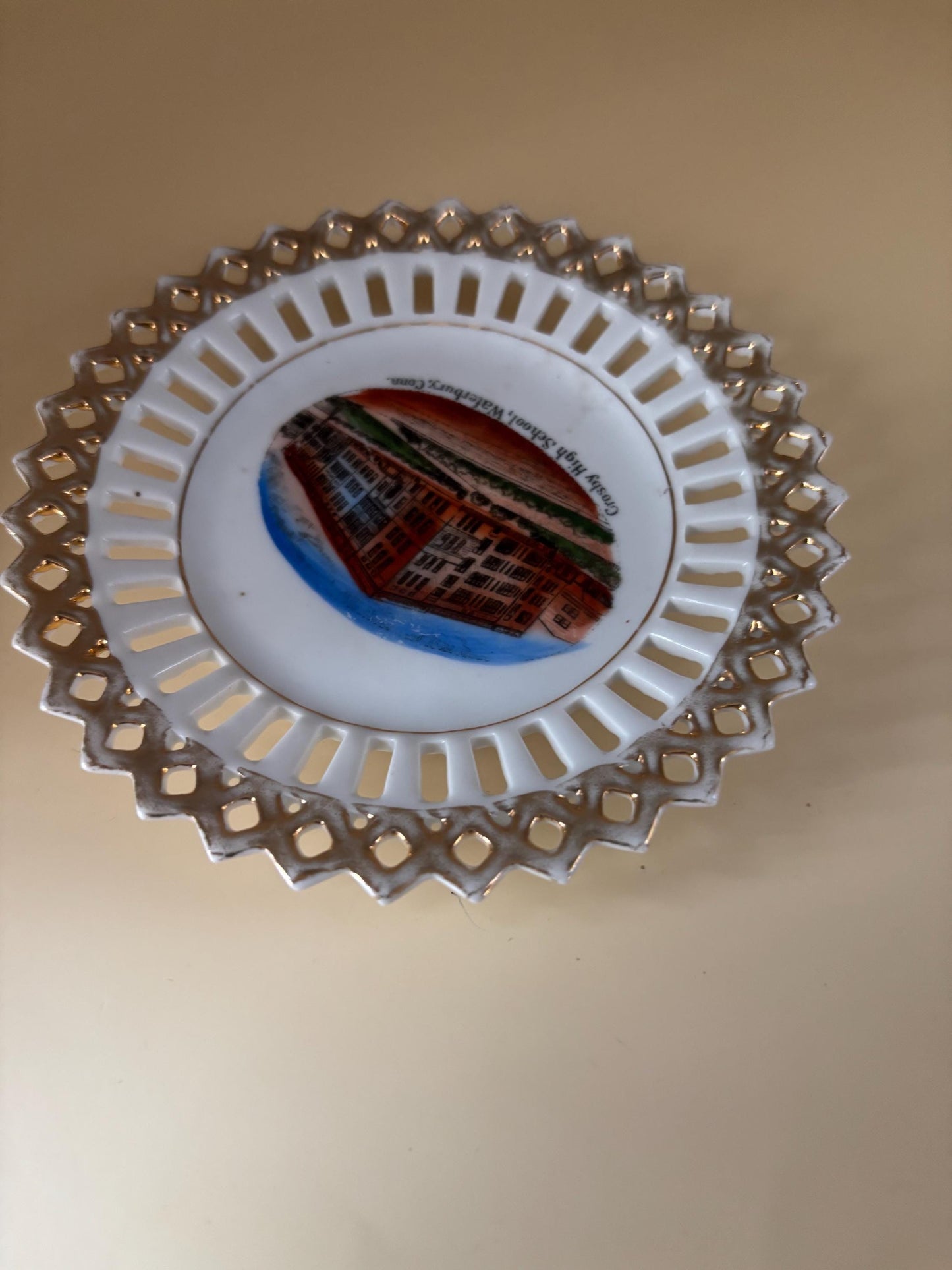 Antique Crosby High School Waterbury, CT Souvenir Plate Made in Germany by Wheelock Lover Antiques and Vintage