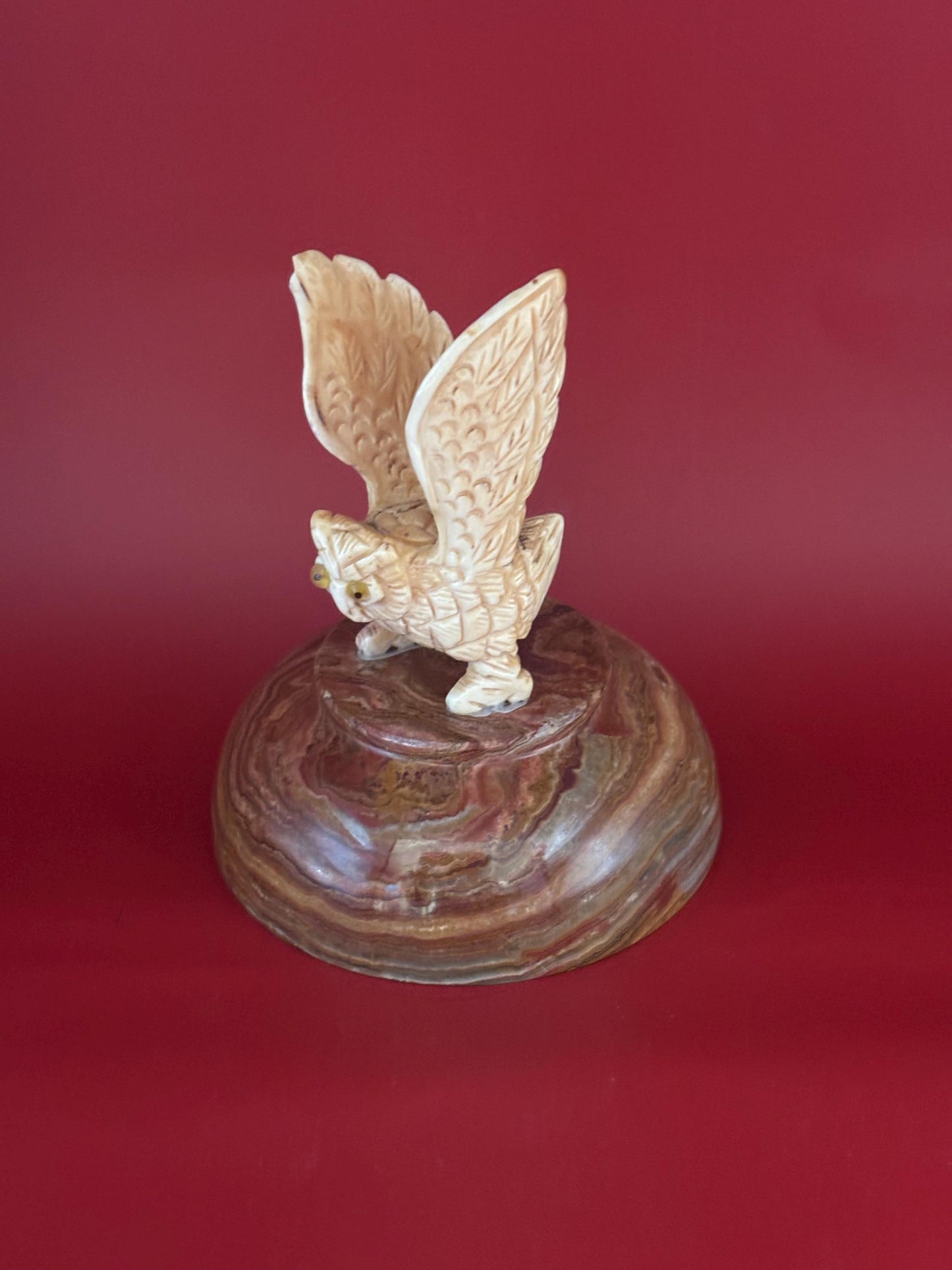Vintage Carved Stone Owl in Flight Owl Sculpture Lover Antiques and Vintage
