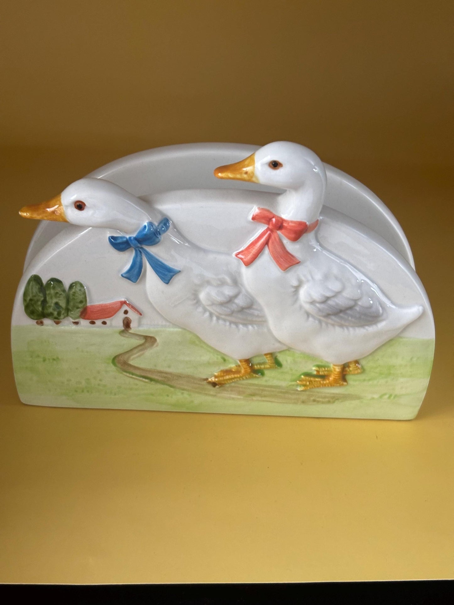 Vintage Otagiri Ceramic Duck Napkin Holder Hand Painted Lover Antiques and Vintage