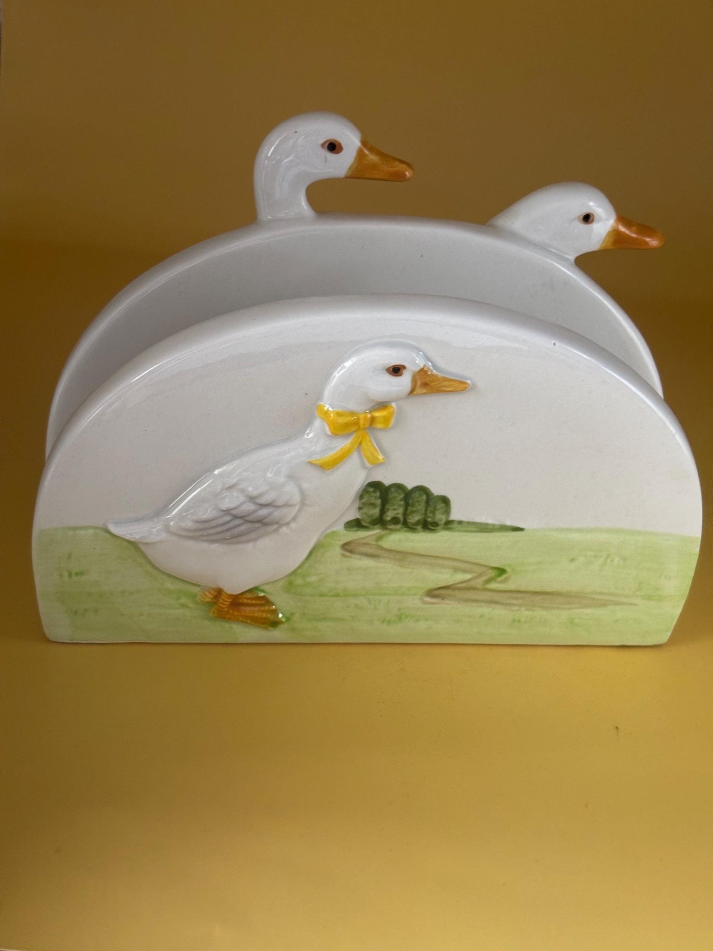 Vintage Otagiri Ceramic Duck Napkin Holder Hand Painted Lover Antiques and Vintage