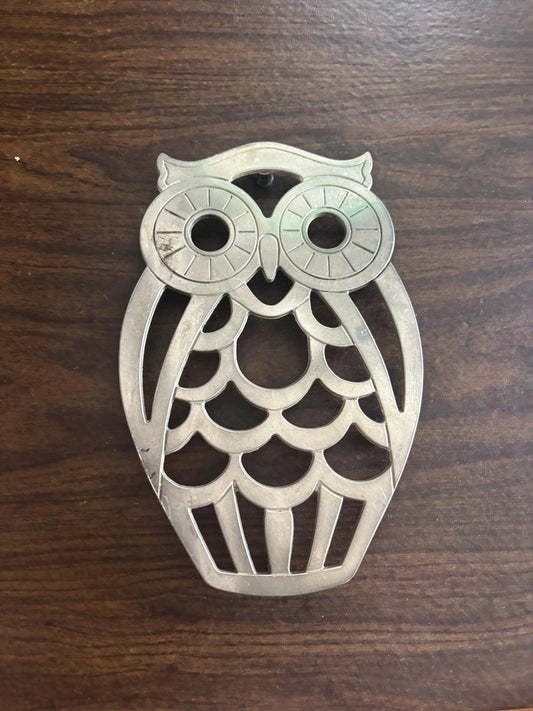 Vintage Silver Owl Trivet Signed Leonard Lover Antiques and Vintage